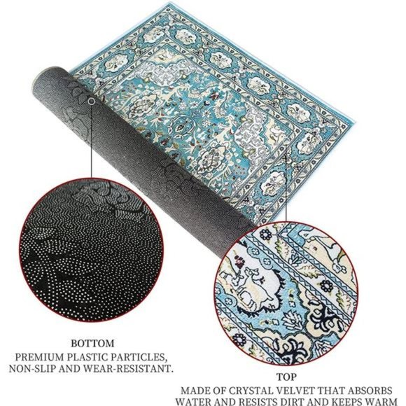 Persian Vintage Floor Mat, Boho Tribal Area Rug Stain Resistant - 23.5X 35.5 in - Picture 6 of 7